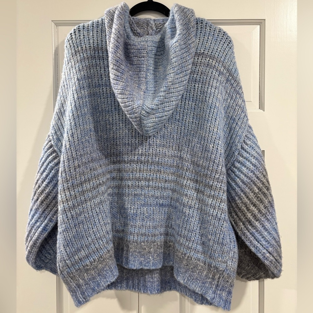 LoveShackFancy Remington Hoodie Sweater Blue Horizon Alpaca Merino Wool XS/S - Picture 6 of 7
